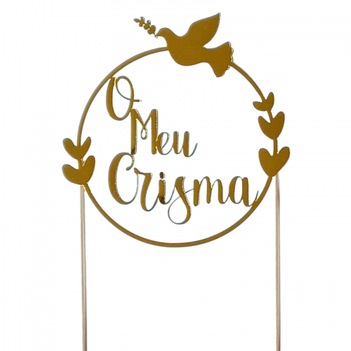 Topo Bolo Crisma Dourado